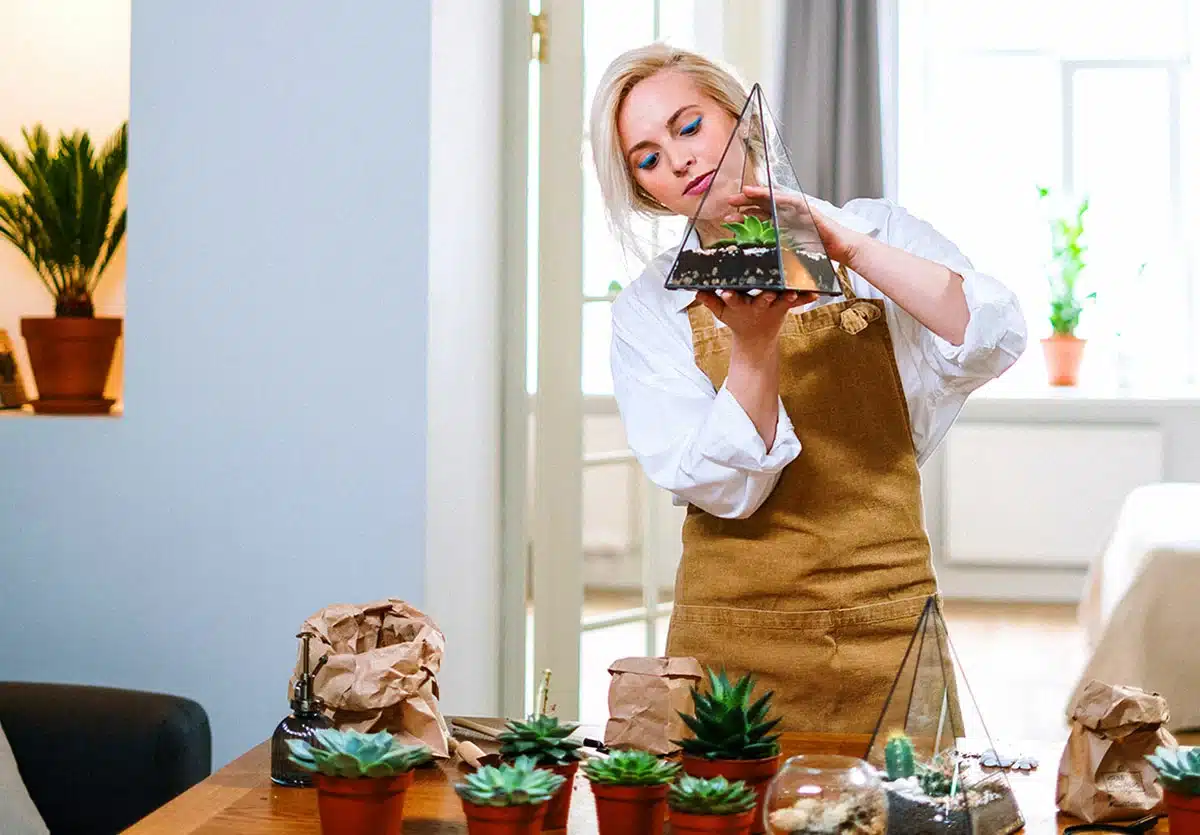 Woman making terrarium 2
